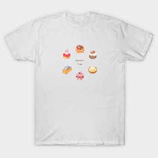 Fruit Dessert Illustration Pack 色鉛筆甜點插畫 - Charlotte Cake, Chiffon, Lemon and Strawberry Tart, Macaron, Blueberry Pound Cake T-Shirt